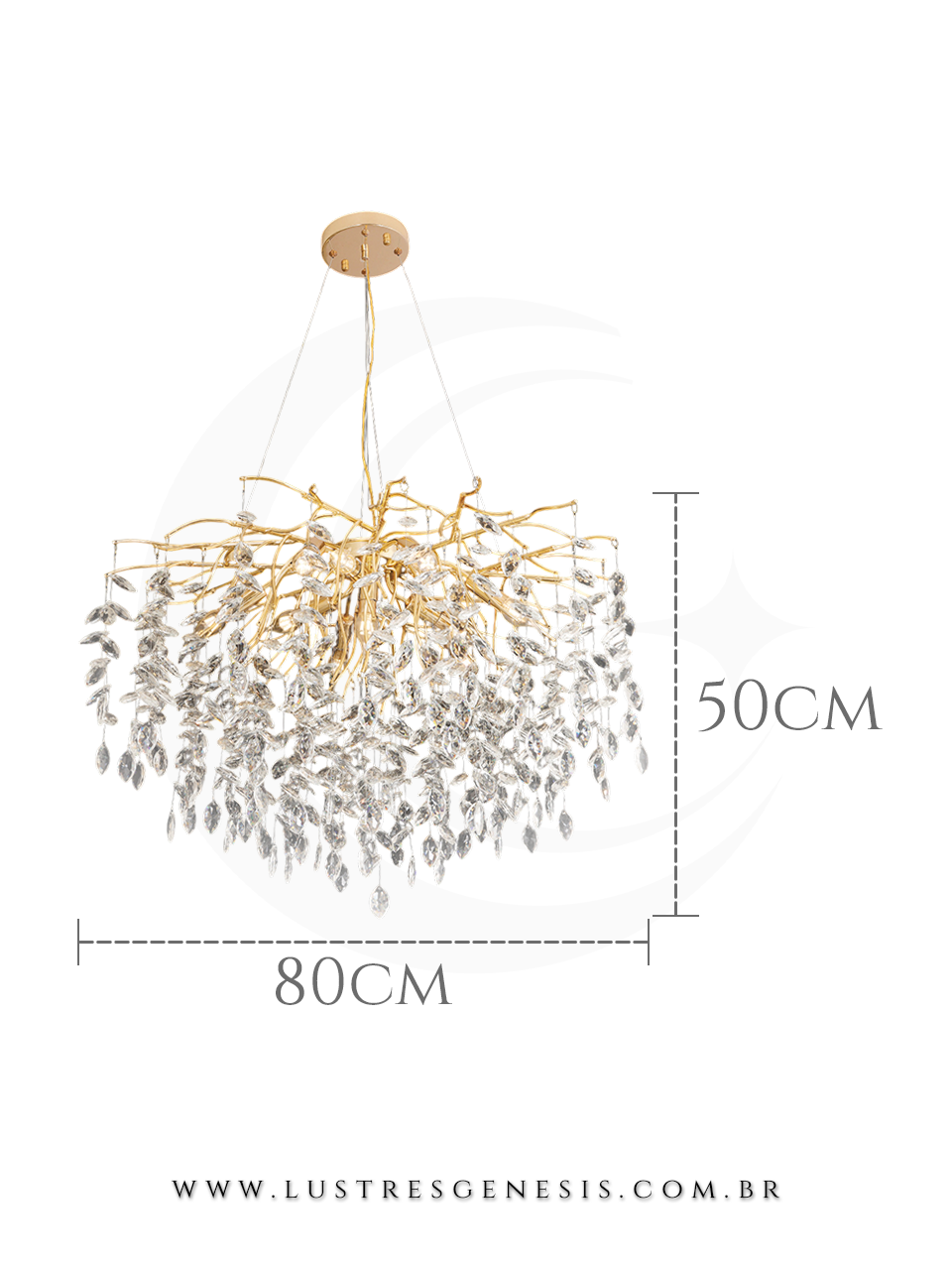 Lustre de Cristal Semente Dourado 80x50m Para Sua Sala de Jantar
